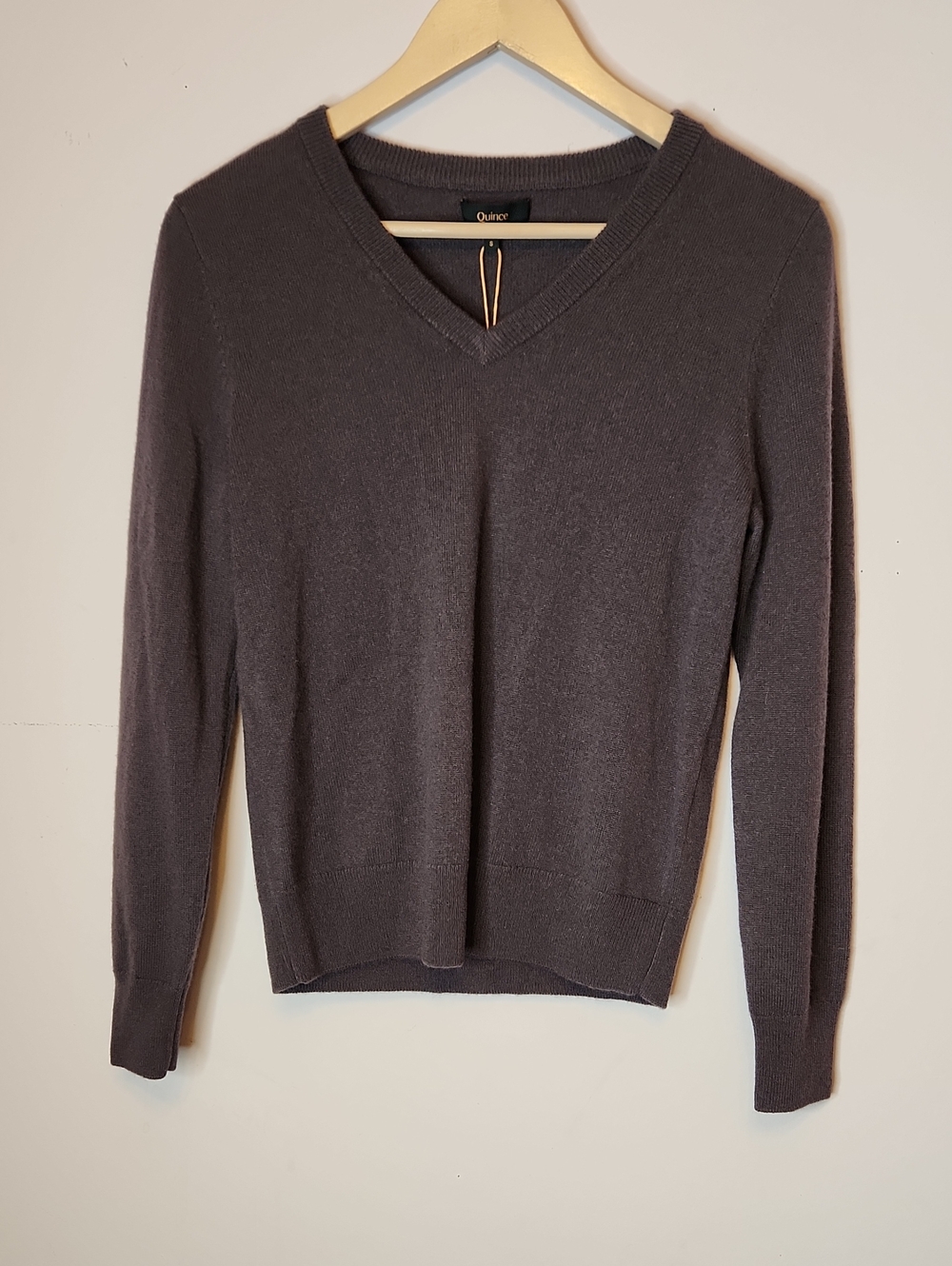 QUINCE 100% Mongolian Cashmere V-Neck Sweater in color Purple, size S